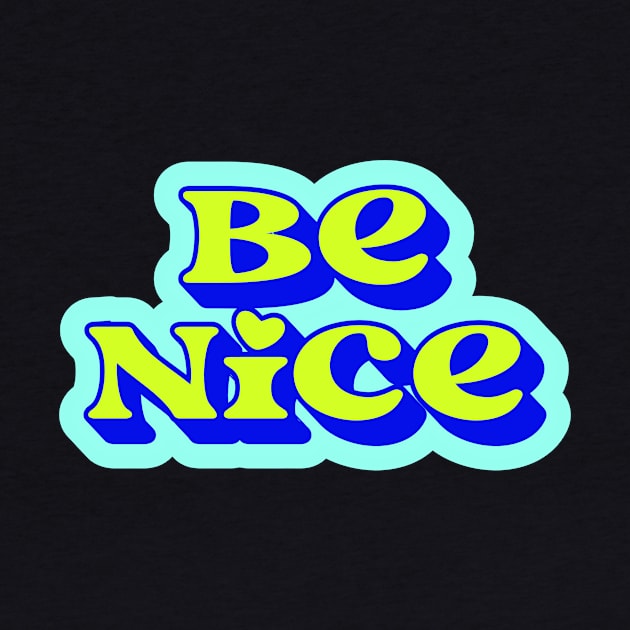 Be Nice Wall Collage Neon Blue Green Groovy Aesthetic by Asilynn